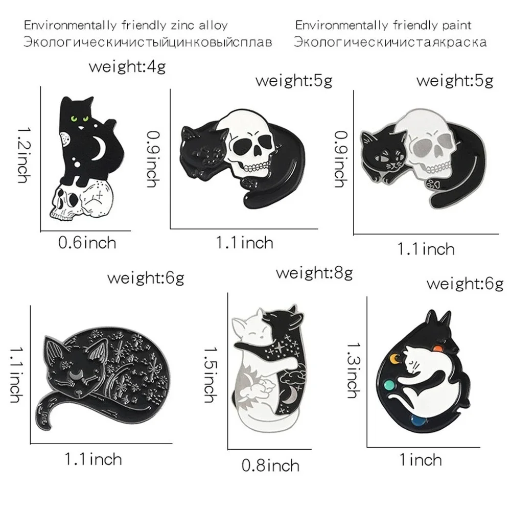 Unbranded Hugging Cats Enamel Pin‎ Unisex OS Black White New Celestial Yin Yang